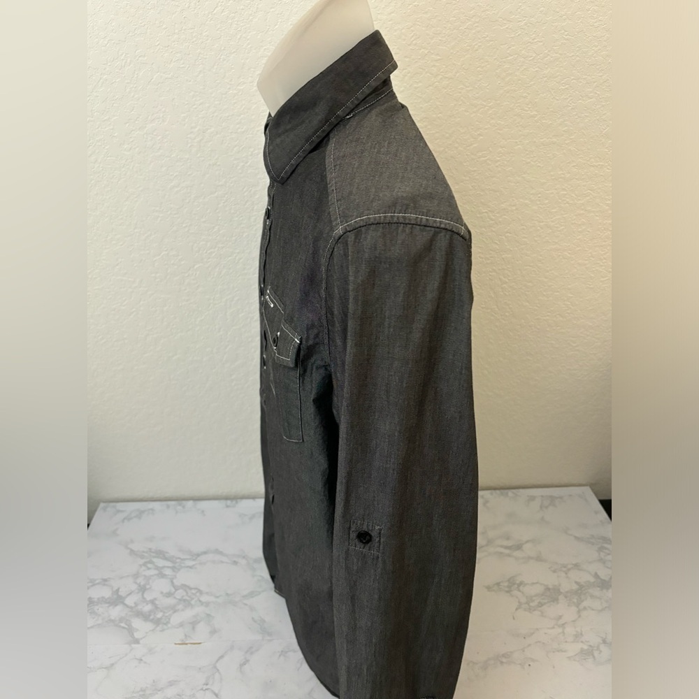 Kenneth Cole Reaction Mens Sz Small Long Sleeve Button Up Shirt Gray Pocket​​ - Picture 2 of 4